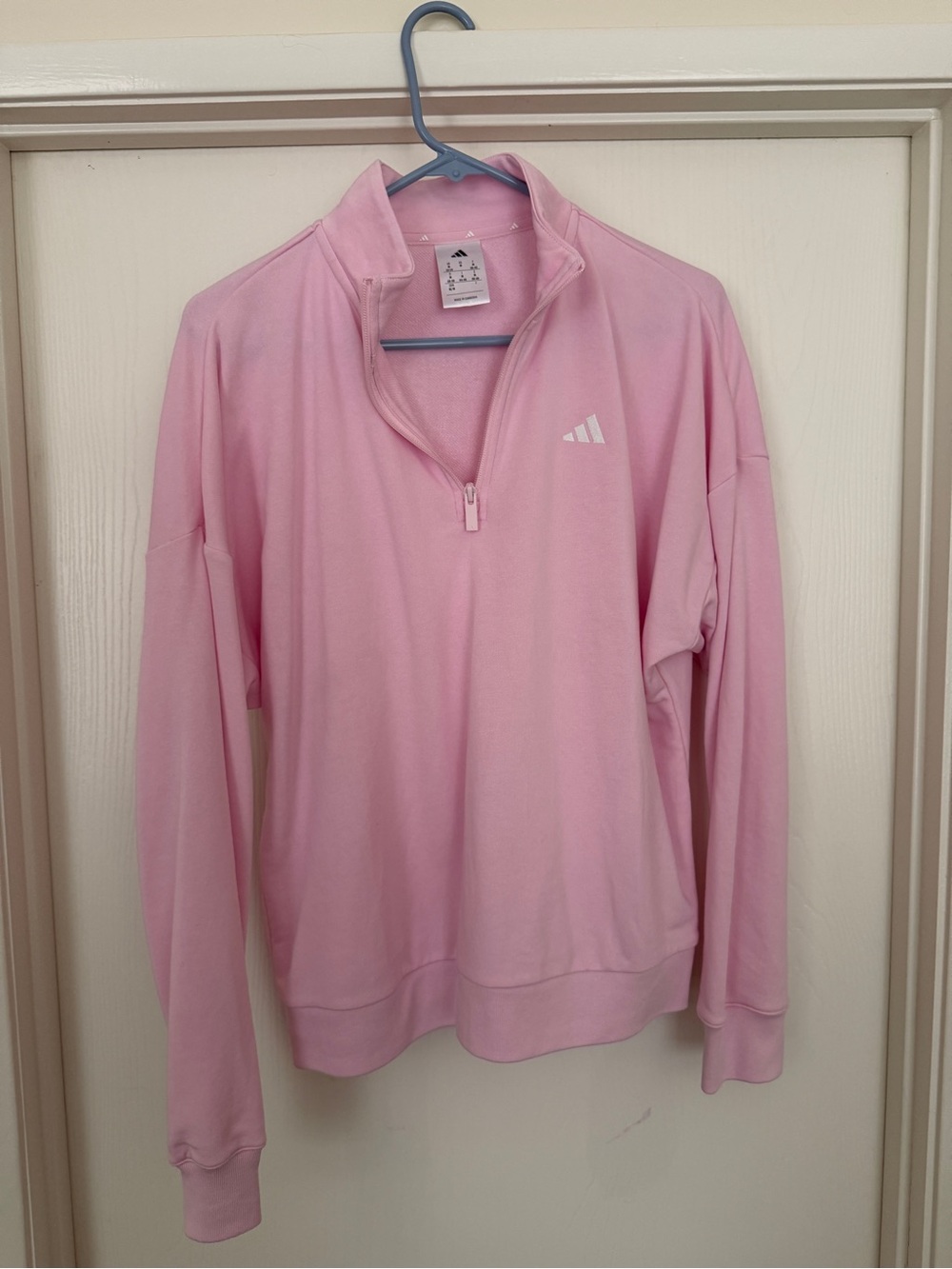 adidas Light Pink Quarter-Zip Pullover Turtleneck